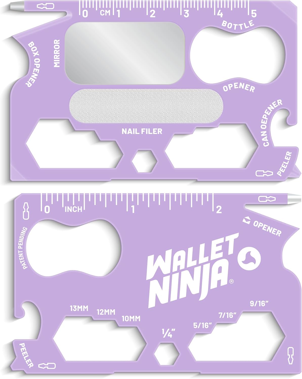 Wallet Ninja Plus: (Eye Mirror + Nail Filer) 21 in 1 Multitool (Lavender) - Image 3