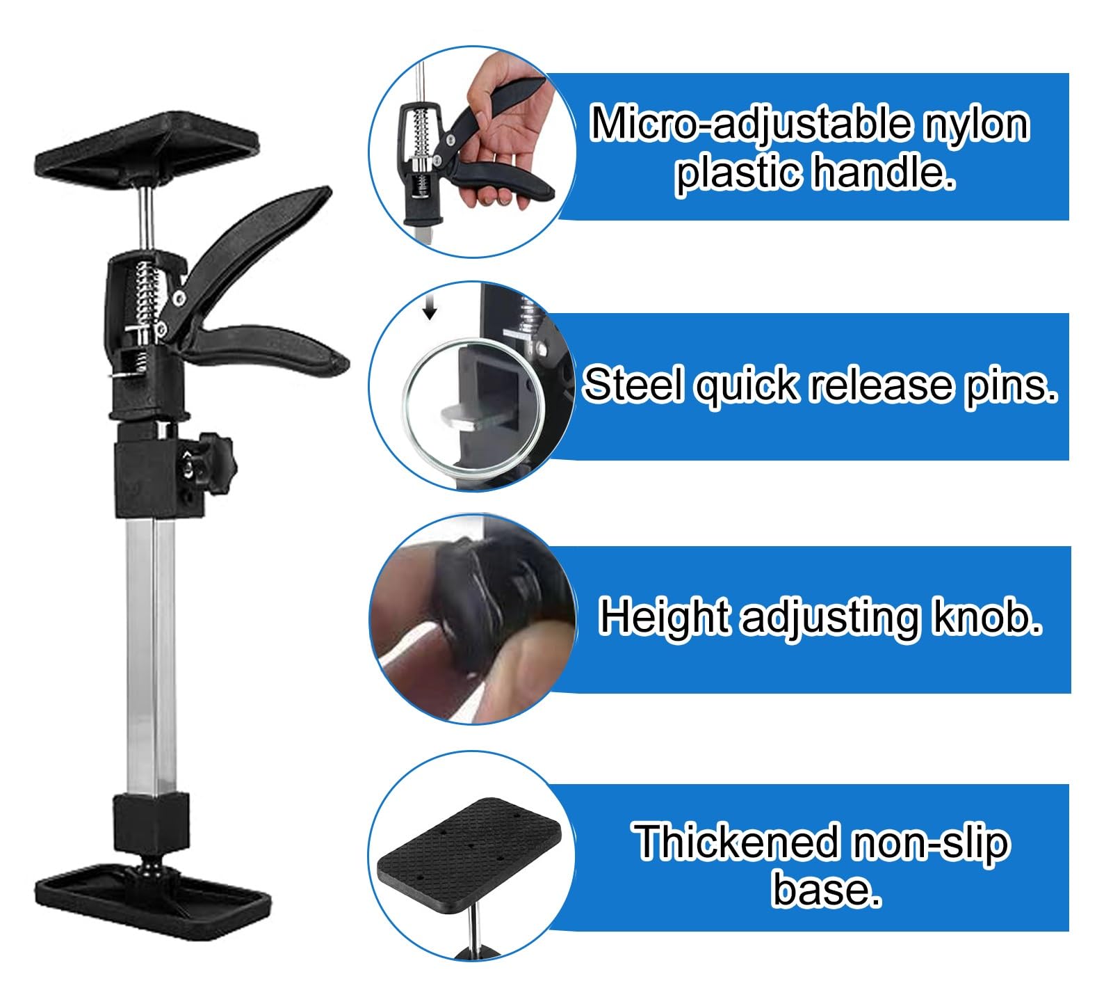 Puntales Extensibles Varilla de Elevación de Acero Inoxidable Ajustable, Herramienta de Elevación Manual para Instalar Gabinetes, Poste de Soporte de Elevación Telescópico para Marco de Puerta(3pcs,28