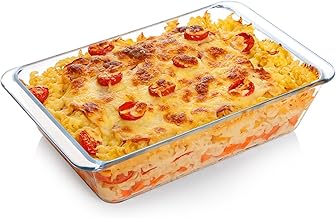 NUTRIUPS Deep Rectangular Glass Lasagne Dish, 3.5L, Tempered Glass, Oven Proof
