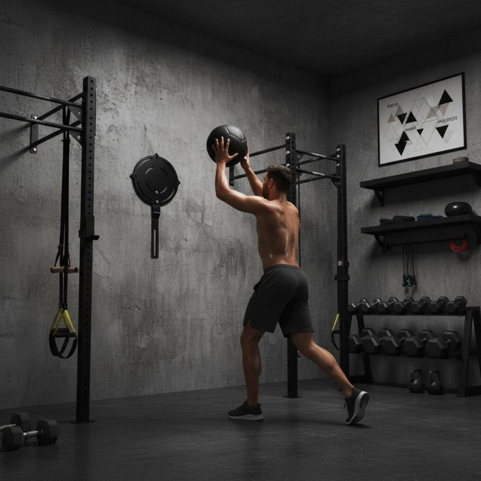 MERIGLARE Impacto para Pared con Estructura Acero y Montaje Simple para Entrenamiento Lanzamiento con Mejora y Coordinación para Espacios Reducidos y Estaciones Pesas