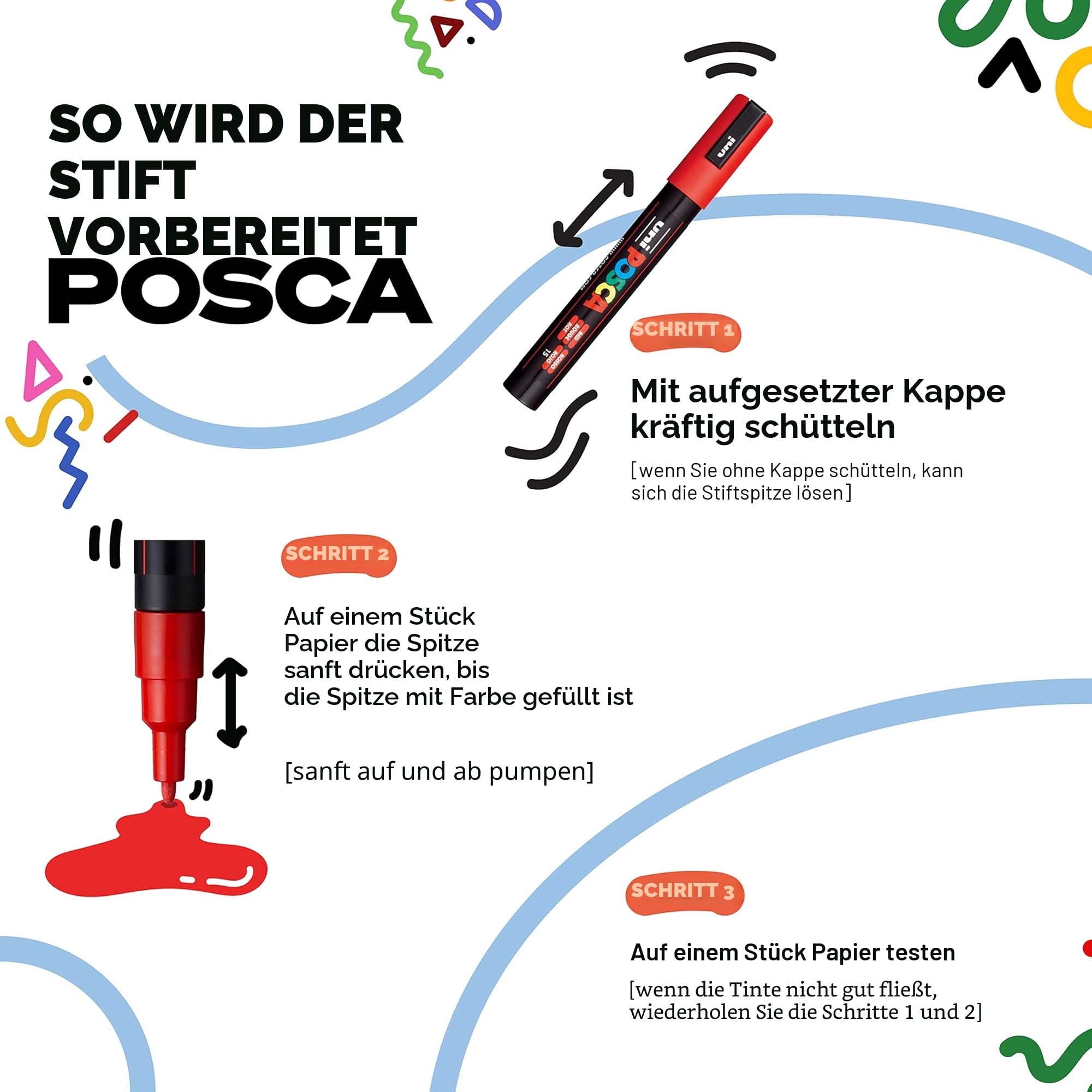 Posca - Acrylmarker MOP'R PCM-22 mit Stempelspitze Grün – Bild 2