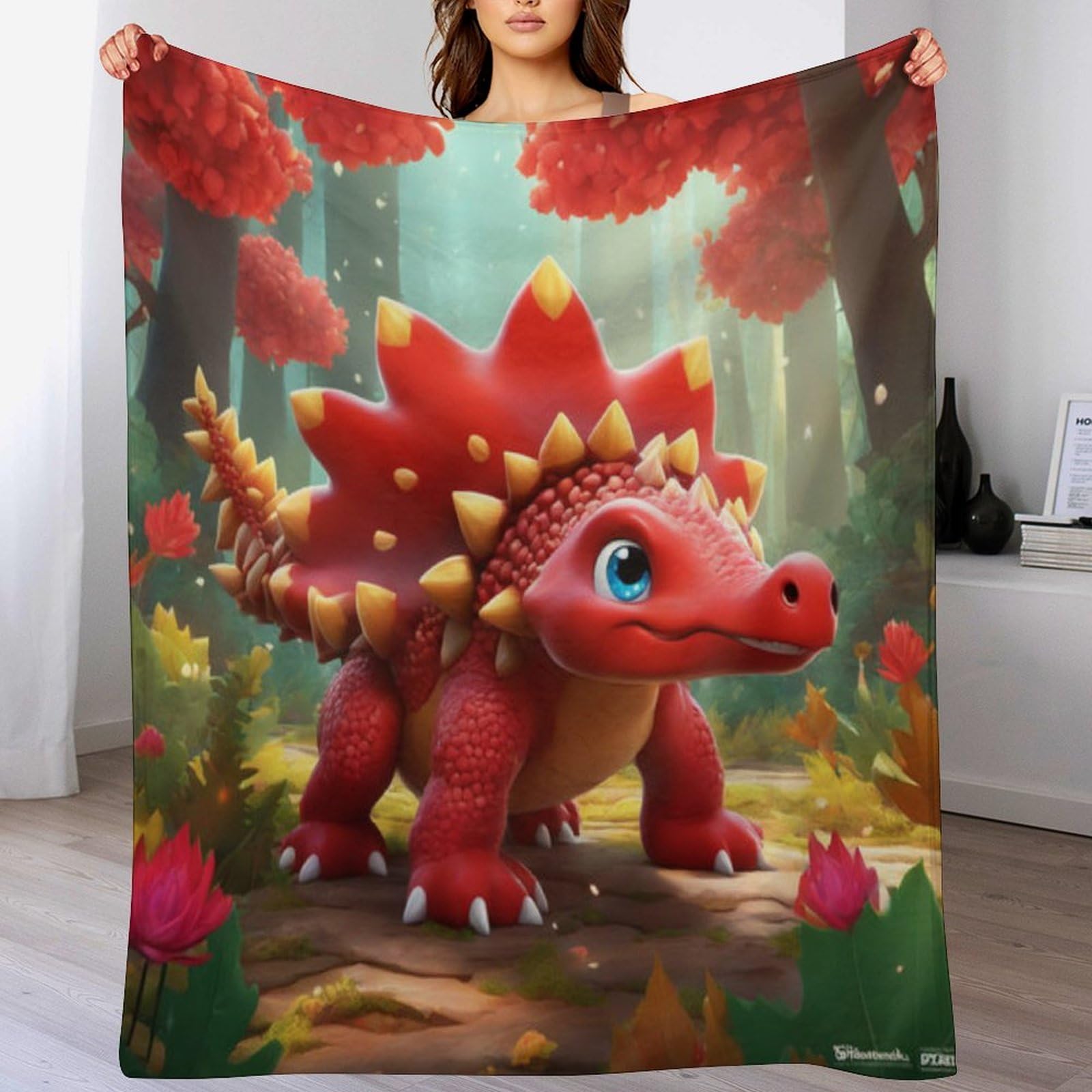 Couverture canapé chaude triceratops pour cocooning au salon lors des soirées d'hiver 180x200cm