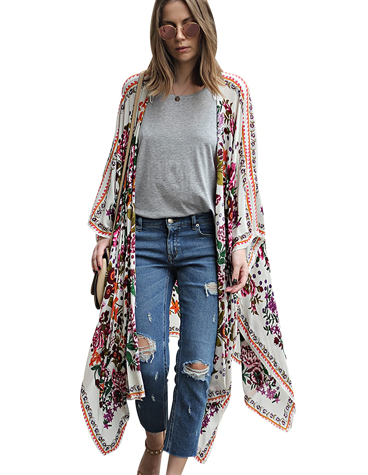 Peuignao Cover Up Largos Cardigan Kimono Mujer Playa Leopardo Cárdigan Mujer Verano Cover-Up Kimono Playero Floral Mujer Bikini Cover Up Beach Kimono Gasa Largo Boho Señora Talla Grande Swimsuit Cover Ups
