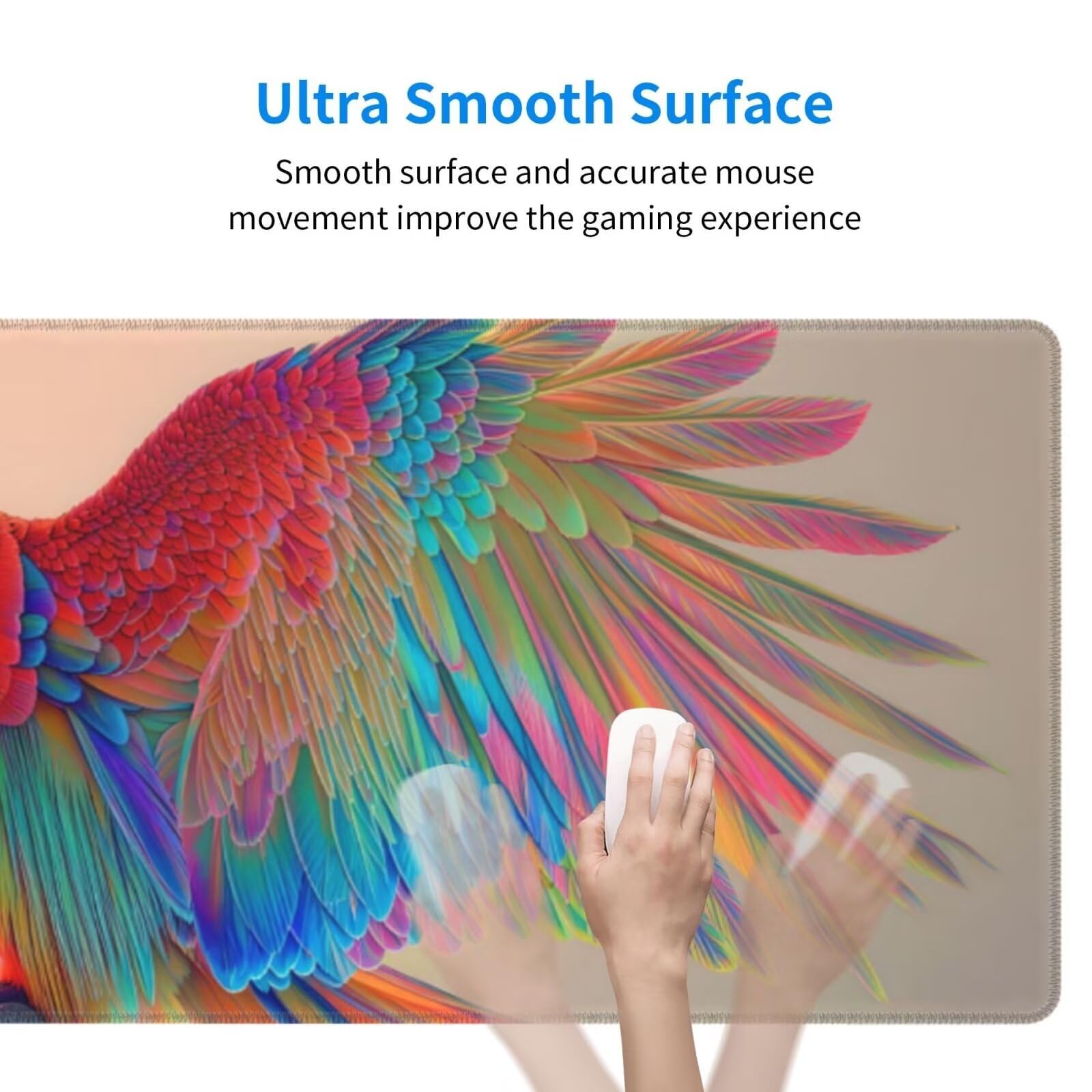 Tappetino Mouse, Tappetino Mouse Gaming Grande XXL 1500x800x3mm Tappetino Scrivania Mouse Pad, Base in Gomma Antiscivolo, Bordi Cuciti,Lavabile, Mousepad per Ufficio e Gaming (Parrot colorato) R-78