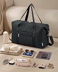 Narwey Personal Item Travel Bag Airplane, Small Travel Duffle Bag, Underseat Carry on Luggage for Airplanes, Gym Bag Weekender Overnight Hospital Bags for Women and Men 25L (Black)