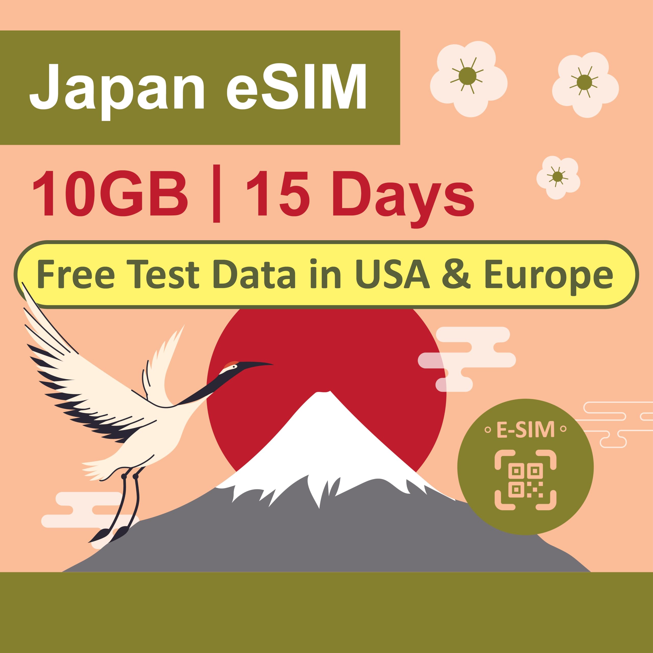 Japan Data eSIM Card Only 15 Days|10GB 5G LTE Internet Data|FREE Test Data 100MB/1 Day in Europe | Travel eSIM Card | Dual Local Japanese Network Operators, Softbank and KDDI| 100MB/1 Day Test Data in