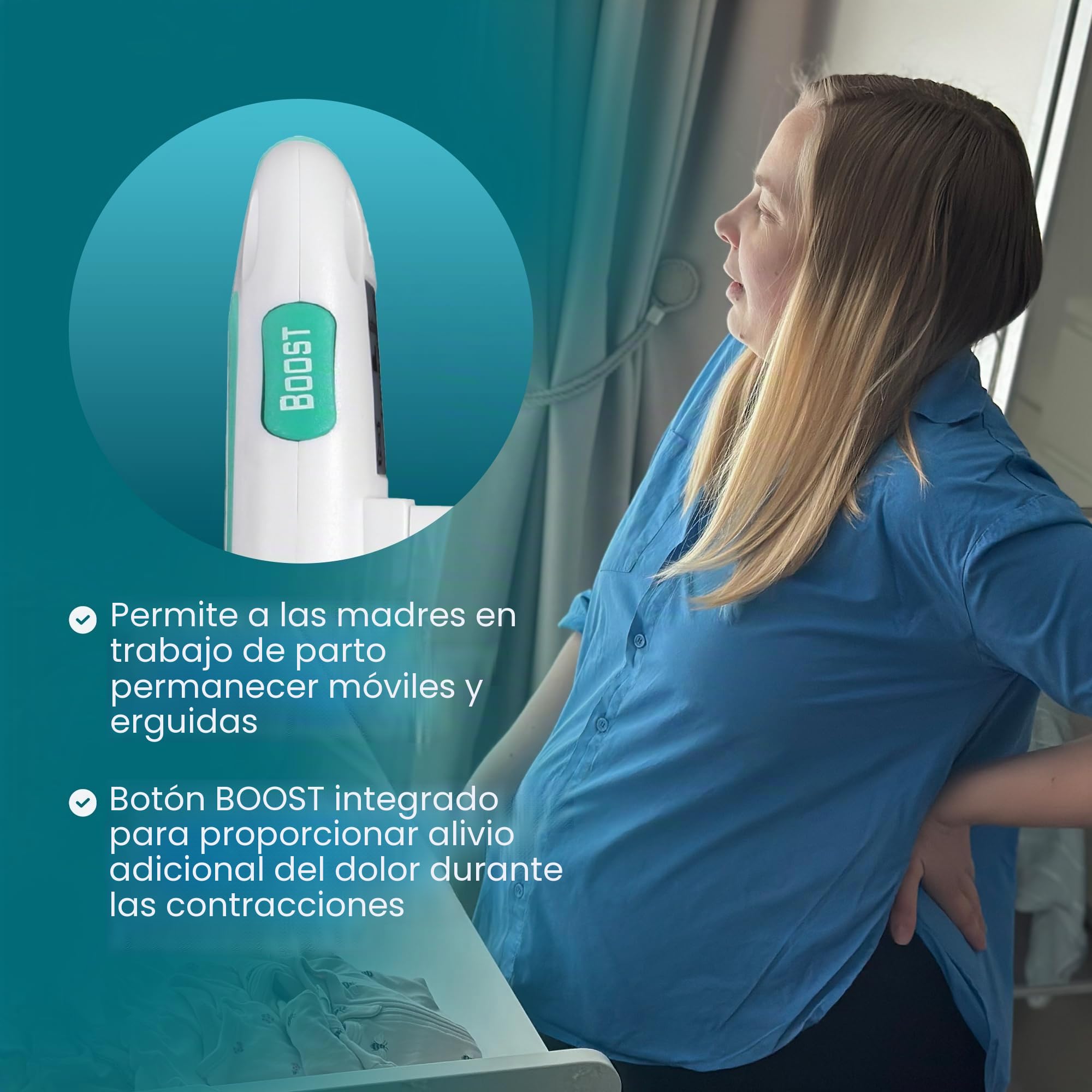 TensCare - Perfect MamaTENS, alivio del dolor sin drogas para durante el parto y el parto infantil. Utilizando tecnología TENS clínicamente probada. Botón Boost proporciona un mayor alivio del dolor durante las contracciones.