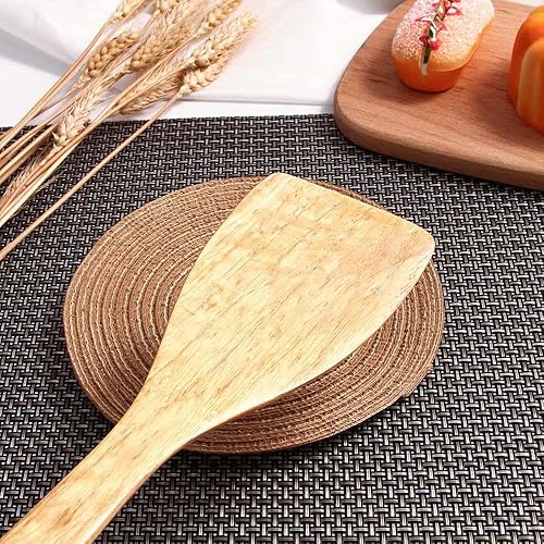Miniatura 6 de Espátula de madera para cocinar, espátula de cocina de mango largo, pala de arroz, espátula antiadherente, cucharas de madera, raspador, cuchara de