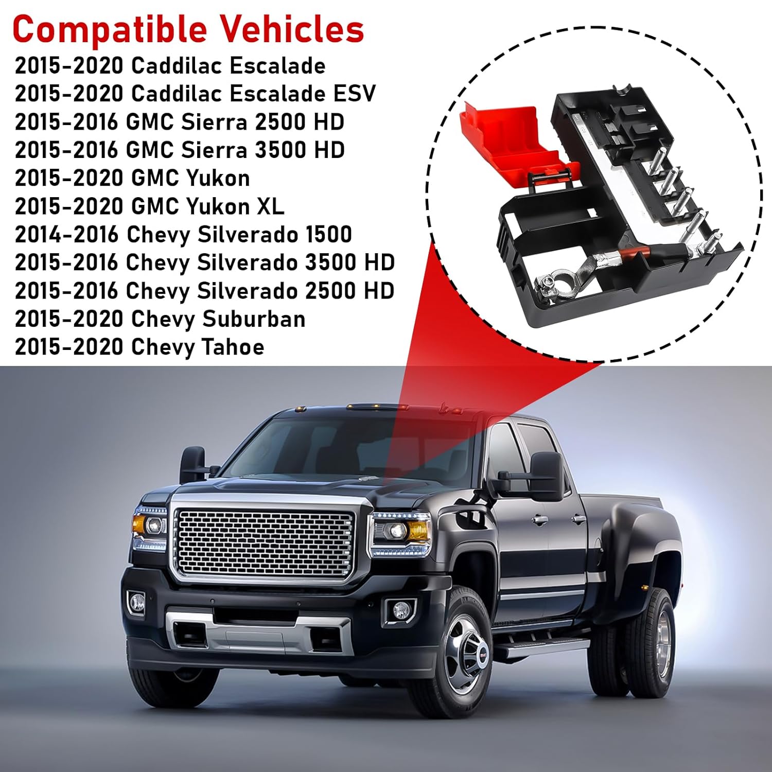 Battery Distribution Fuse Block Compatible with 2015-2020 Chevrolet Suburban Tahoe GMC Yukon Cadillac Escalade, Compatible with 2014-2016 Silverado Sierra 1500 2500HD 3500HD Replaces 84354716 22985570
