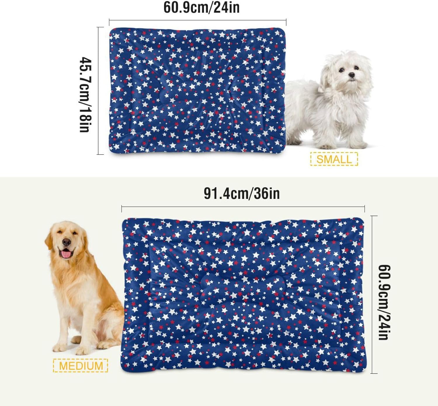 review Patriotic Star Pet Bed Mat, Non-Slip Soft Comfortable Dog Cat Bed Machine Washable Pet Mattress for Small Medium Large Dogs, 36 x 24 Inch