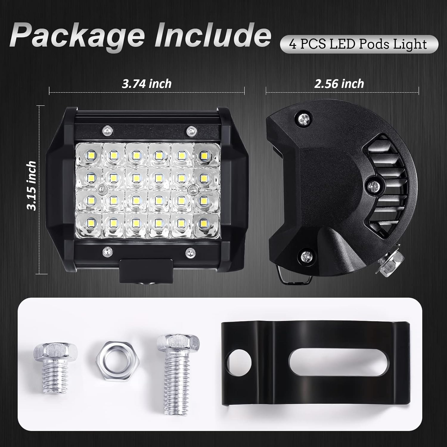 Yexiya 4 Pack 4 Inch LED Pods 72W 14400LM Light LED Bar Flood Spot Combo Off Road Boat Lights Driving Fog Waterproof Pods for Truck ATV UTV SUV Boat