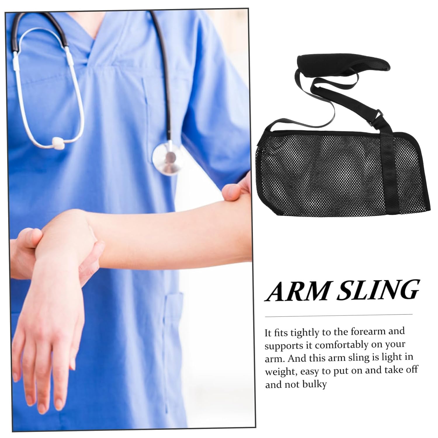 Breathable Arm Sling Shoulder Immobilizer Adjustable Support for Broken Elbow Right Left Arm for and Stability