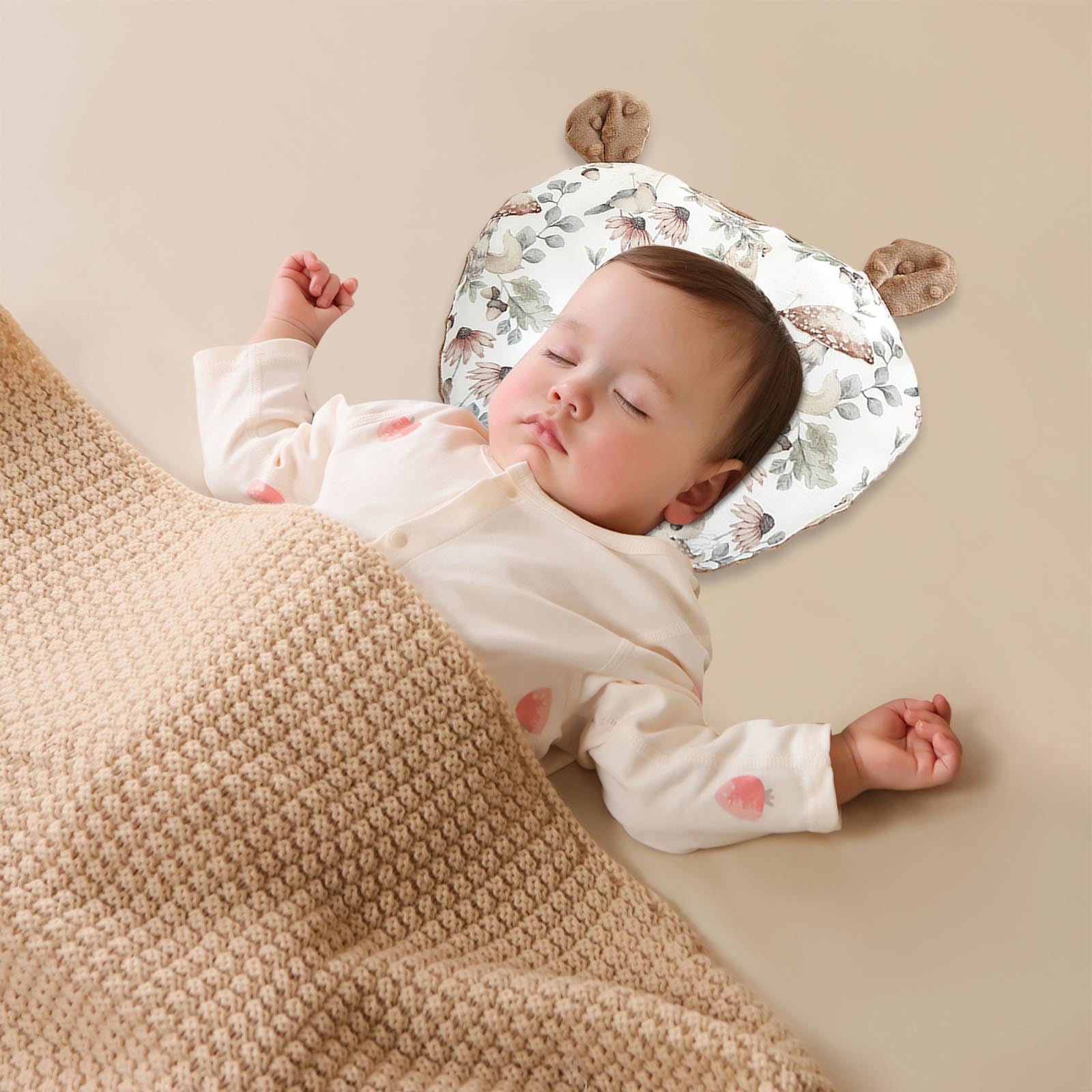 Coussin Bebe,Oreiller pour Tout-Petit,Oreillers pour enfant,Oreiller pour nouveau-né,Oreillers pour Tout-Petit en Coton Biologique Doux pour Dormir,Lavable en Machine,pour Voyages (Gris Clair 1)