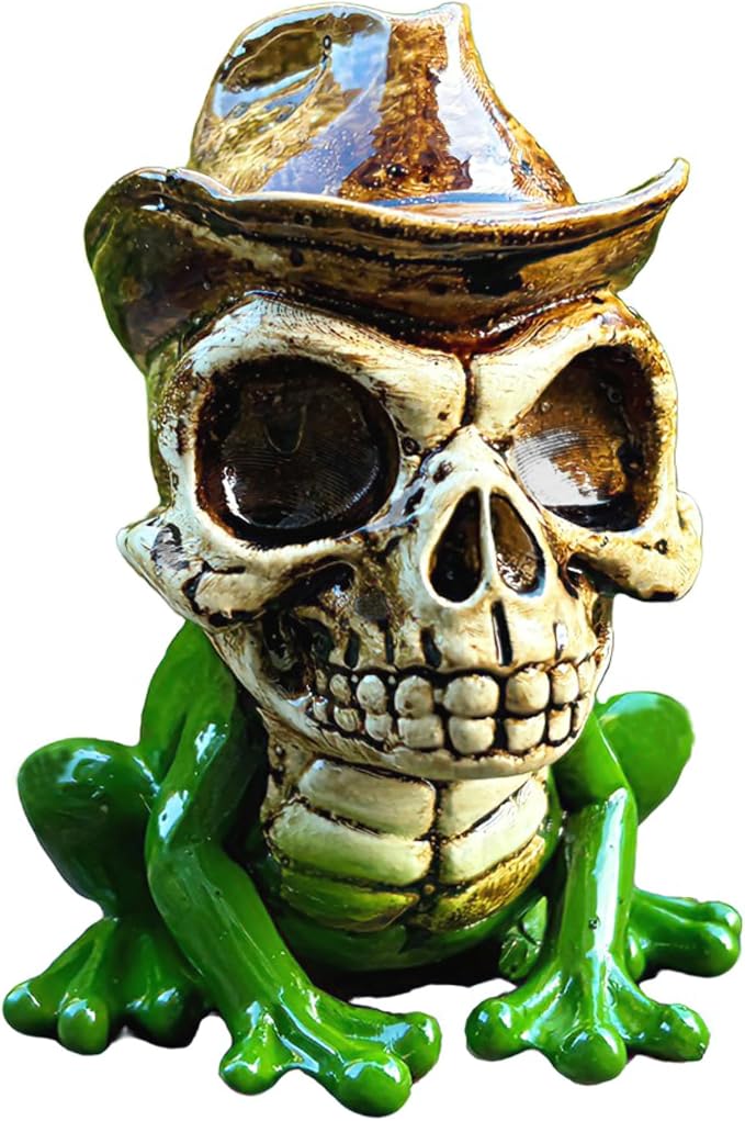 Frog Skeleton Figurine, Cowboy Skull Resin Froggy Halloween Desk Decor