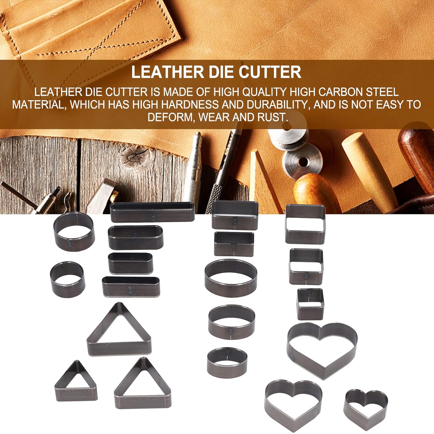 レザーダイカッター20個セット 高炭素鋼パンチングダイ レザー、財布、ベルトなどの切断用