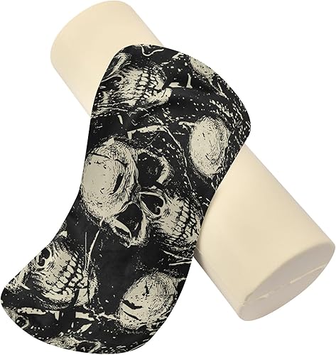 Miniatura 4 de JUNZAN Vintaeg - Almohada de almohada de cráneos humanos Grunge para leer espuma viscoelástica para el cuello, almohada redonda pequeña para soporte