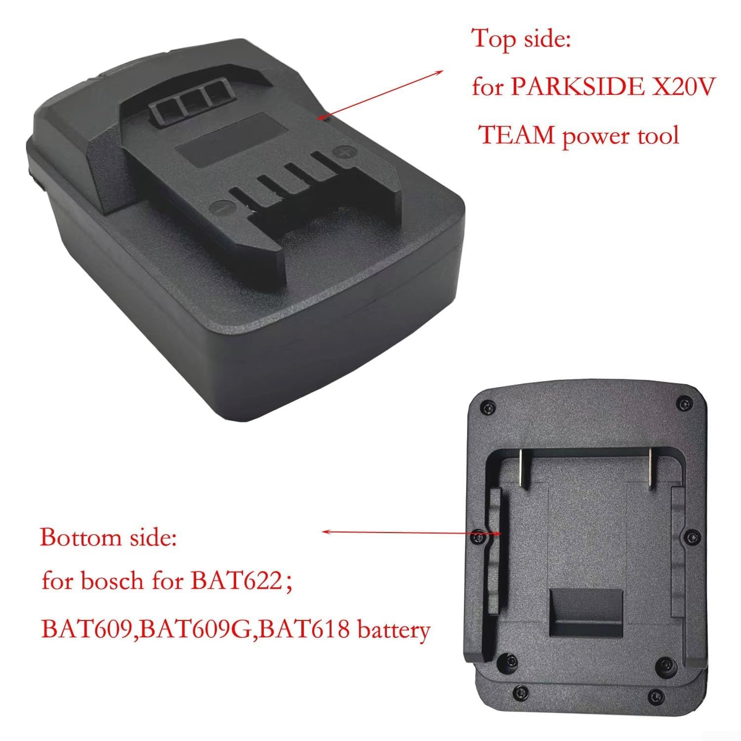 Adattatore per batterie agli ioni di Litio Bosch per BAT622 BAT618 BAT609 Compatibile con Parkside X20V Team Power Tool Battery Converter con Piastra Protettiva e Design Antiscivolo