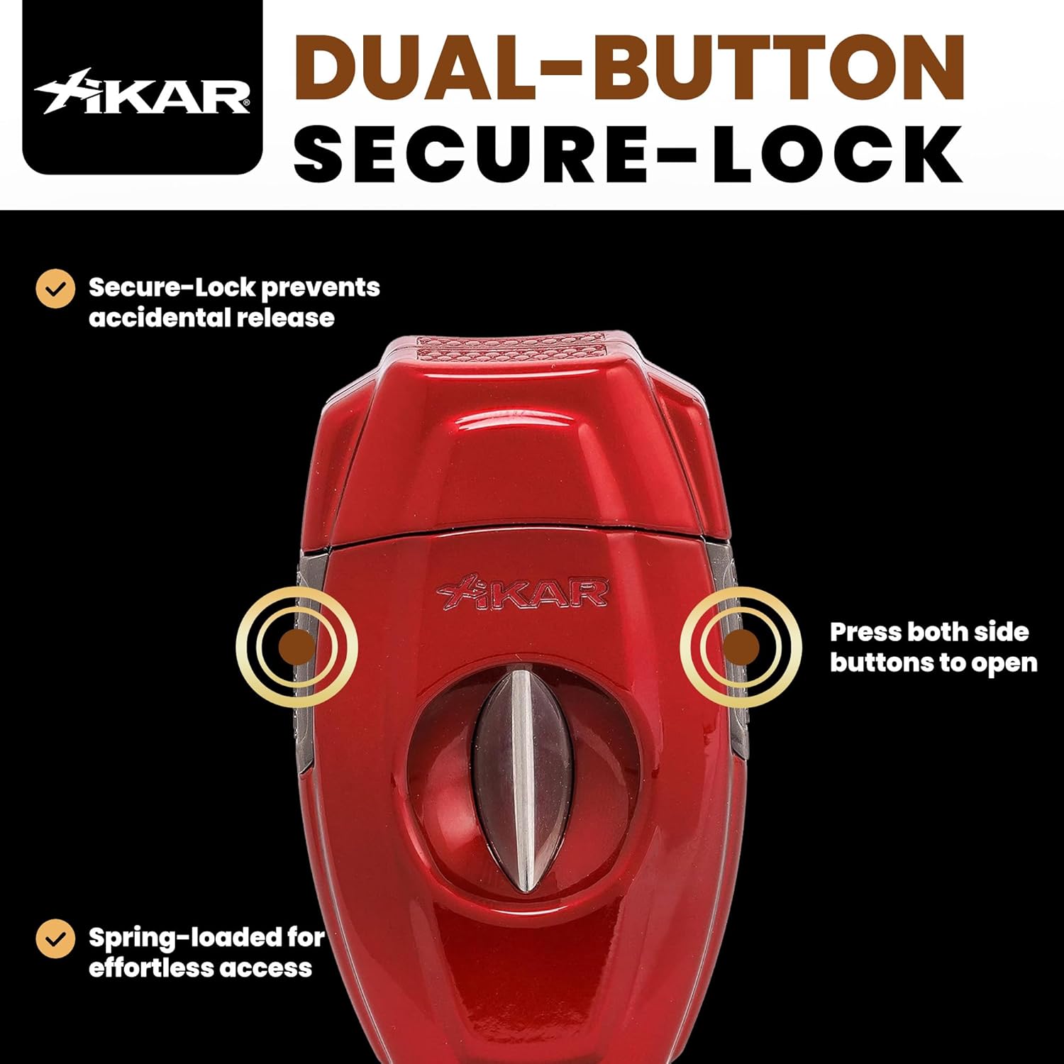 XIKAR VX2 V-Cut Cigar Cutter with Precision Stainless Steel Blade, 64RG Deep Cut Cigar Cutting Tool, One-Handed Operation, Spring-Loaded Secure-Lock, Premium Cigar Accessories for Gifting