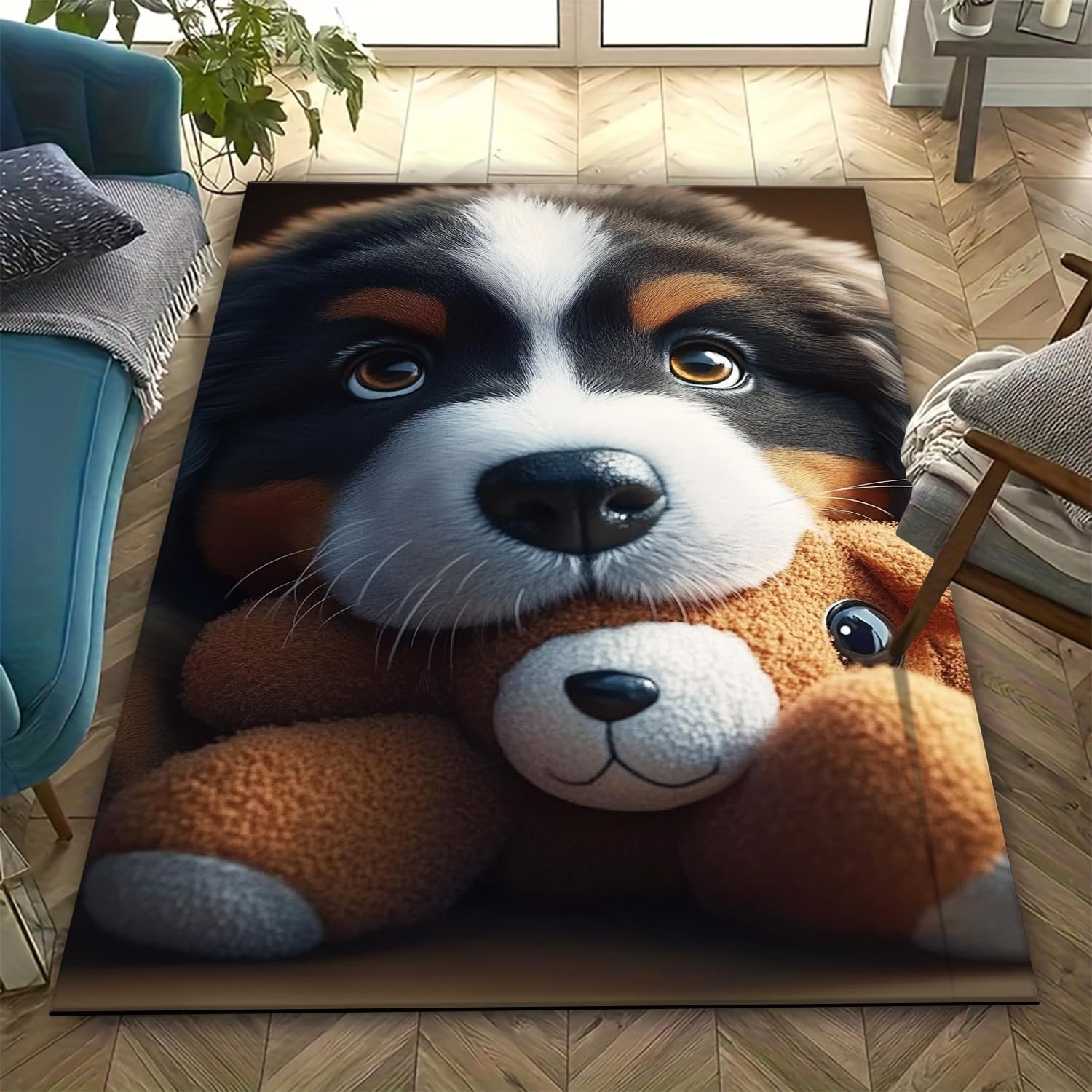 Tapis de sol grand tapis doux maison motif chien 3D imprimé 160 x 230 cm
