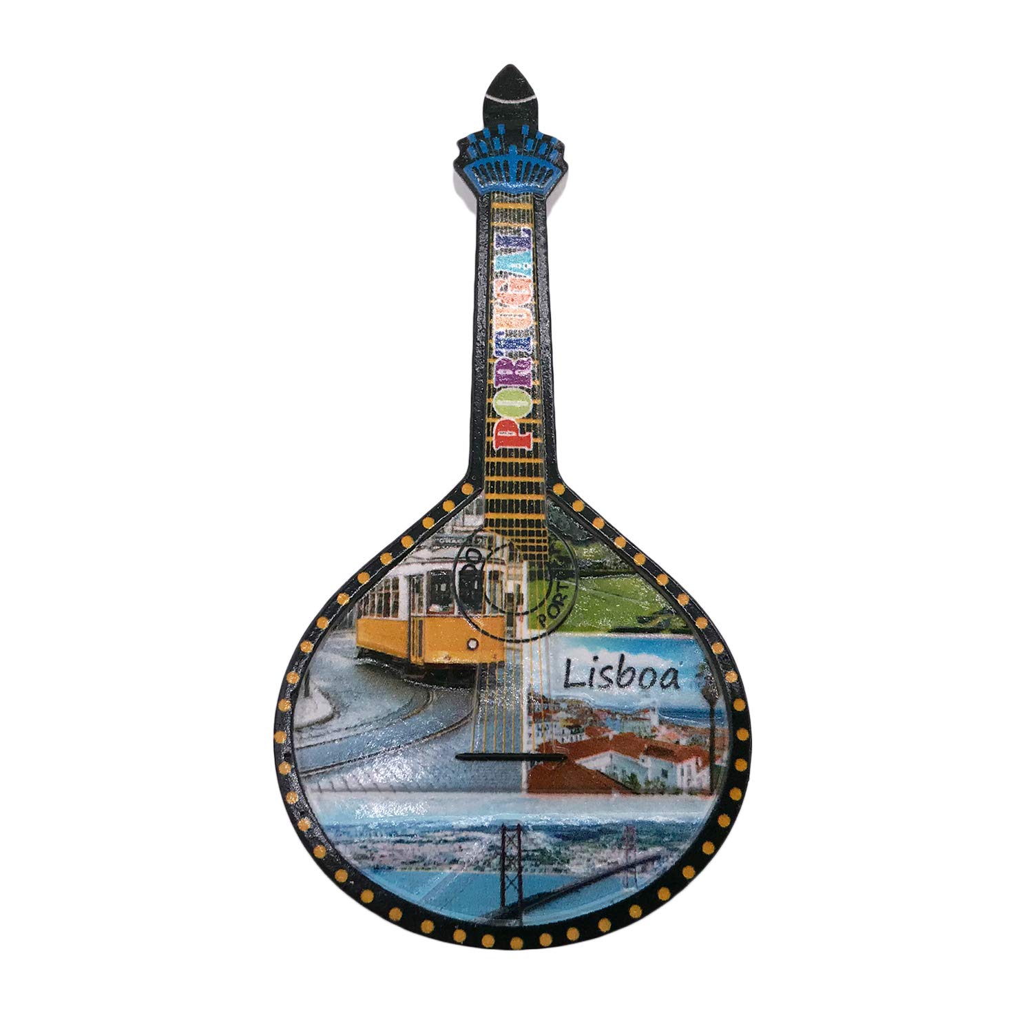 Wedarego Lisbon Portugal2 3D Portuguese Guitar Lisbon Portugal Refrigerator Fridge Magnet Tourist Souvenirs Handmade Resin Craft Magnetic Stickers Home Kitchen Decoration Travel Gift