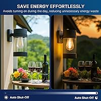 Vista 4 de FLSNT Bombilla LED ST19 para Exteriores con Sensor de Anochecer a Amanecer, 7W (60W Equivalente), 800LM, Filamento Vintage Base E26, Fotocélula