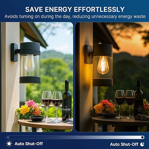 Miniatura 4 de FLSNT Bombilla LED ST19 con sensor de atardecer a amanecer, 7 W (60 W equivalente), 800 lúmenes, base de filamento vintage E26, fotocélula