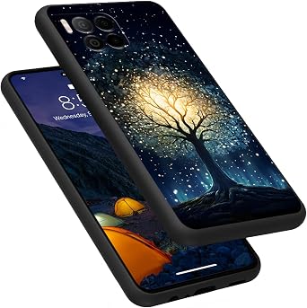 for T-Mobile Revvl 7 Pro 5G Case,Slim Lightweight Black Soft TPU Ultra-Thin Silicone Cover for T-Mobile Revvl 7 Pro 5G,Galaxy Tree