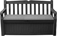 Keter Solana 70 Gallon Deck Box Storage Bench - Weatherproof Patio Seating for 2, Graphite Outdoor Organizer