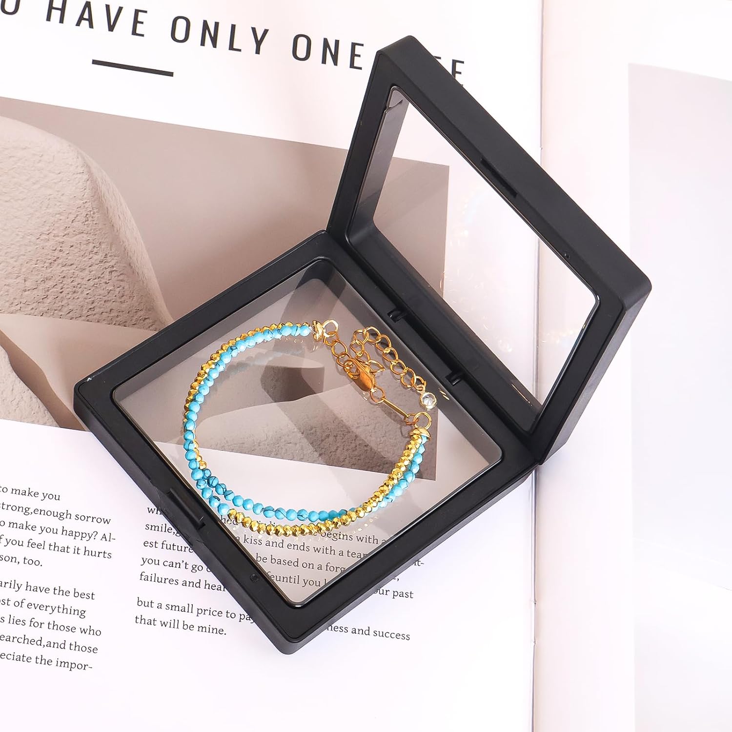 GVUSMIL Bead Bracelet for Women Layered Stone Mixed Bracelets Handmade 18K Gold Plated Beaded Chain Bracelet boho bracelets Adjustable Stackable Bracelet (Turquoise) - Image 5