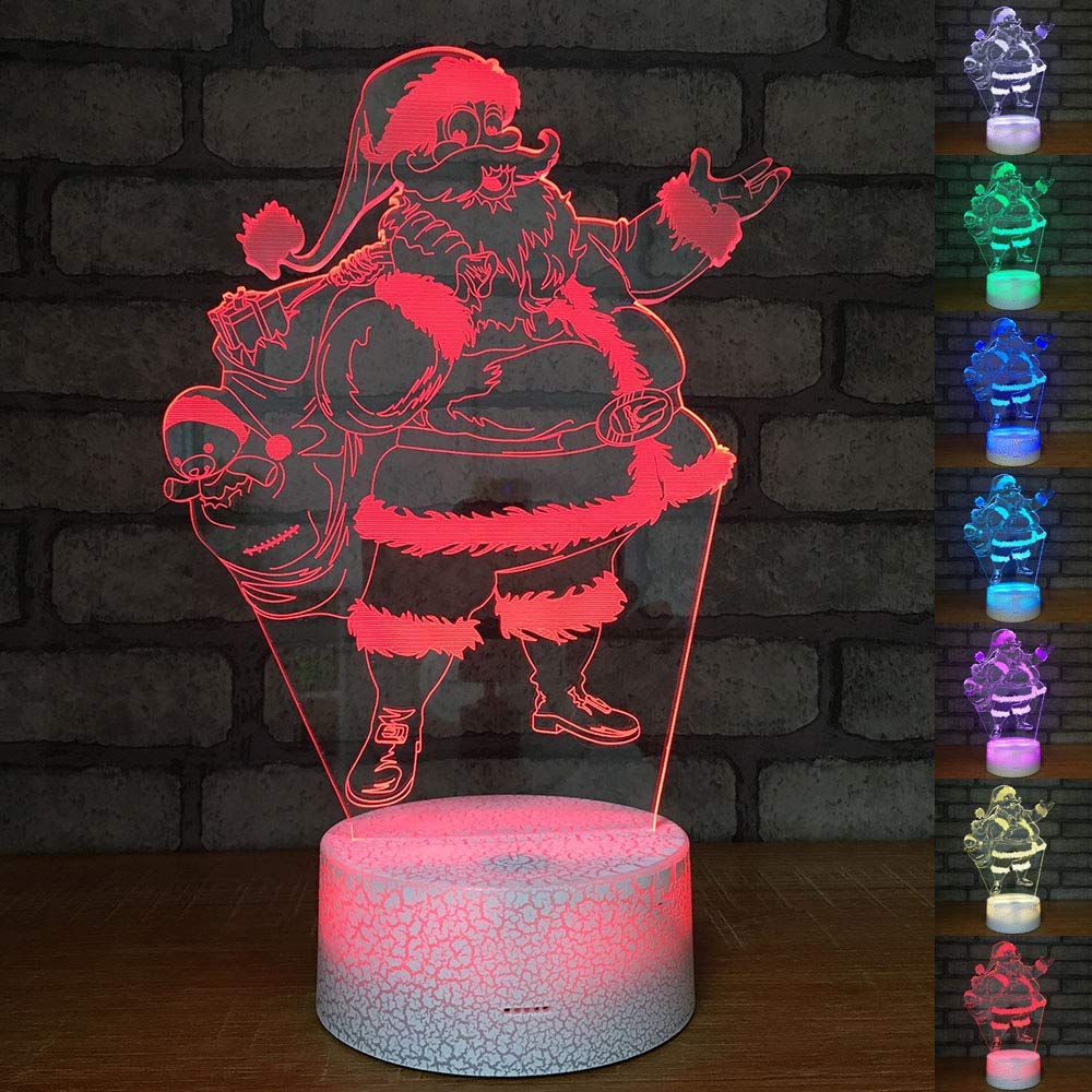 Generic01 3D Santa Clause Night Light led lamp 7 Colors Touch USB Charge Desk Table Bedroom Decoration Birthday Christmas Baby kids Children Gift Toys