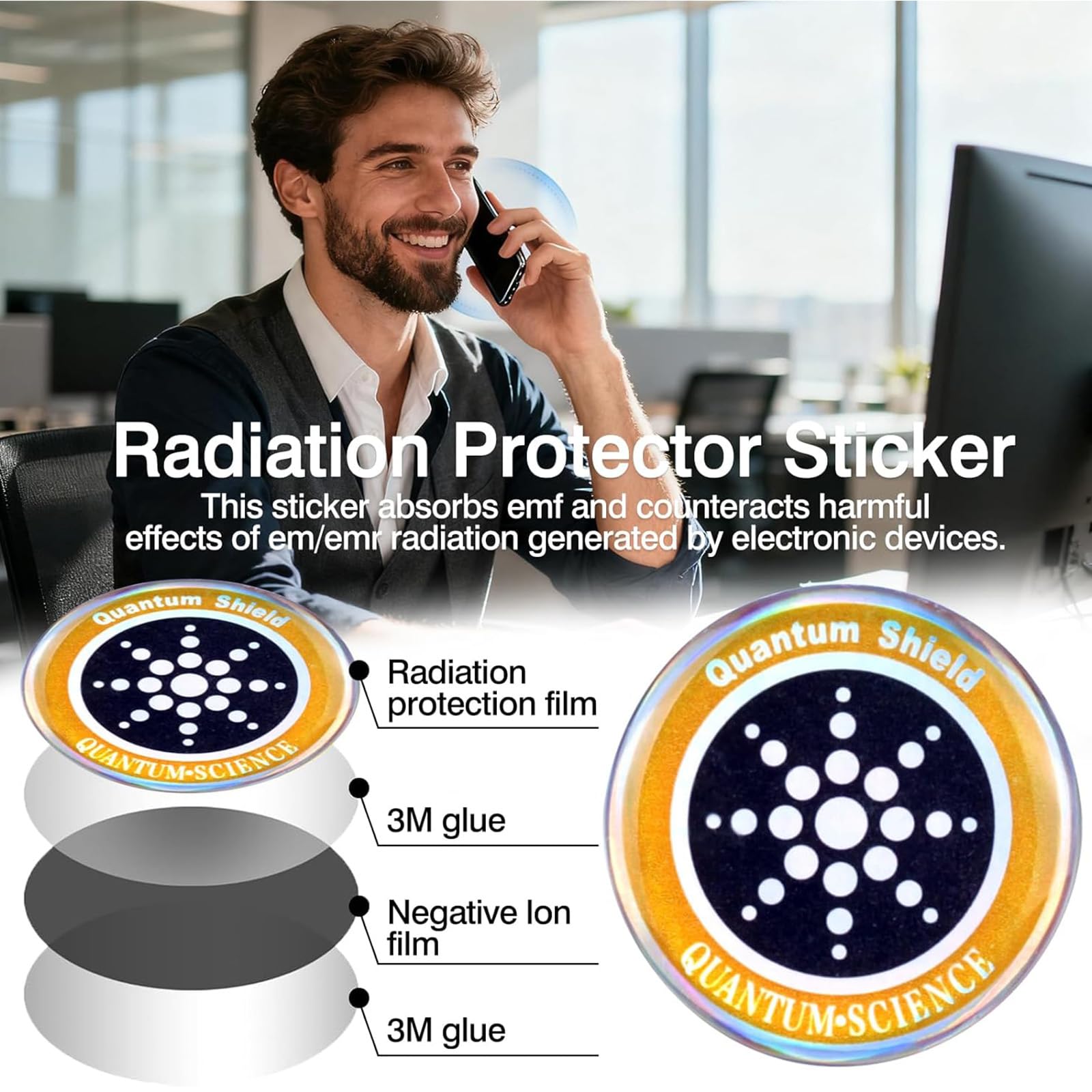 8 Pezzi Adesivi Protezione Radiazioni Cellulare, Schermatura EMF per Smartphone, Tablet e Laptop, Sticker Anti Onde Elettromagnetiche, 4 Oro e 4 Argento, Design Sottile per Dispositivi Elettronici