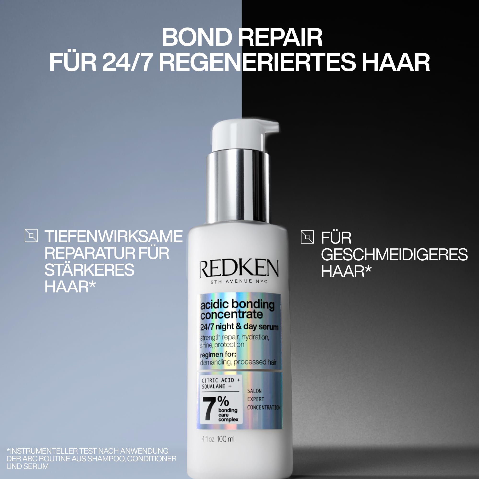 Redken Pflegendes Bonding Serum, Regeneriert und schützt vor täglichen Schäden, Tiefenwirksame Reparatur für stärkeres Haar, Vegan, Acidic Bonding Concentrate 24/7 Night & Day Serum