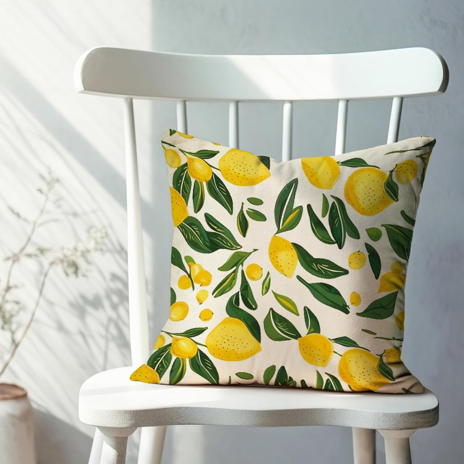 Lemon Throw Pillow Cover 18x18 Inch Summer Decorative Pillow Case, Yellow image 4