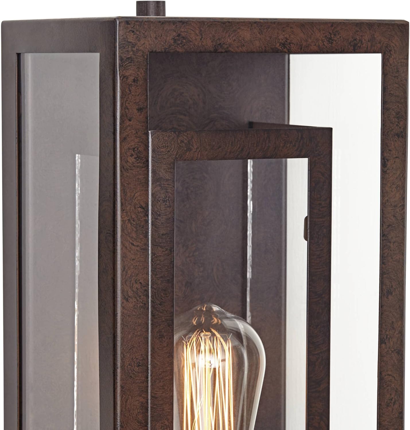 Possini Euro Design Double Box Modern Industrial Farmhouse Rustic Outdoor Wall Light Fixture Bronze 15 1/2" Clear Glass for Exterior Barn Deck House Porch Yard Patio Outside Garage Front Door