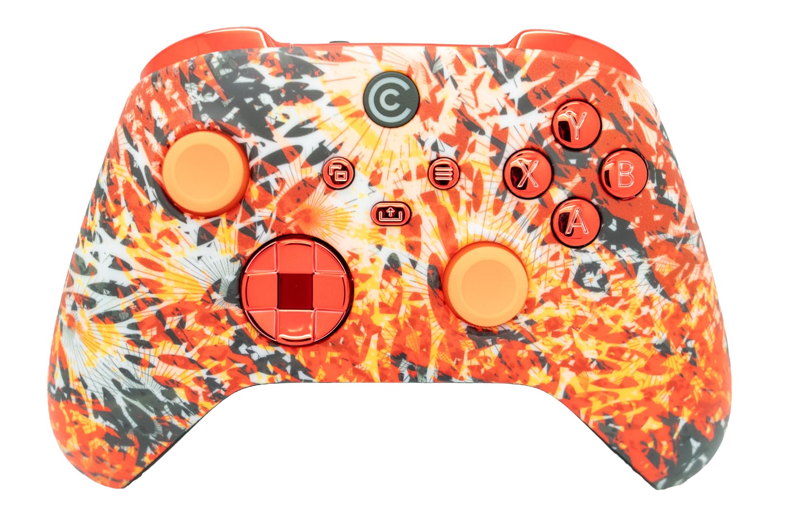 Custom Controllerzz Designer Series Custom Wireless Controller for Xbox Series X/S, Xbox One, & PC - Multiple Designs Available (Solar Flare & Red Chrome Inserts)