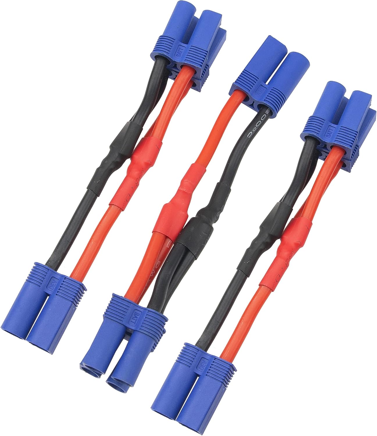 3Pcs HIRCQOO EC5 Plug 12AWG Soft Silicone Parallel 3.94" Y Splitter Harness Cable Adapter 1 Male to 2 Female for RC Car Truck Boat Quadcopter Lipo Battery ESC