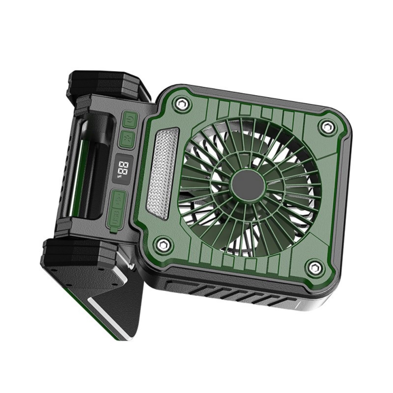 Ventilateur solaire pliable et portable avec recharge USB et éclairage LED pour l'extérieur