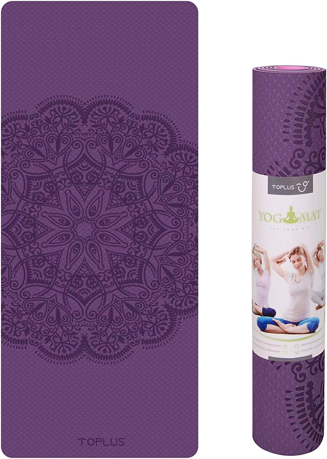 Body Alignment Yoga Mat - Pro Yoga Mat Eco Friendly Non Slip Fitness Exercise Mat with Carrying Strap-Workout Mat for Yoga, Pilates and Floor Exercises 1/4 Inch Thick