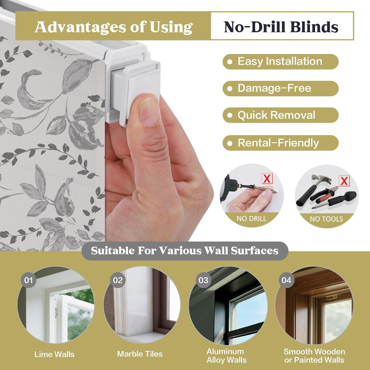 No Drill Roman Shades for Windows No Tools Roman Shades, UV Protection, Thermal Insulation Roman Blinds, Custom Size Blinds for Windows, Doors, French Doors,Color 10
