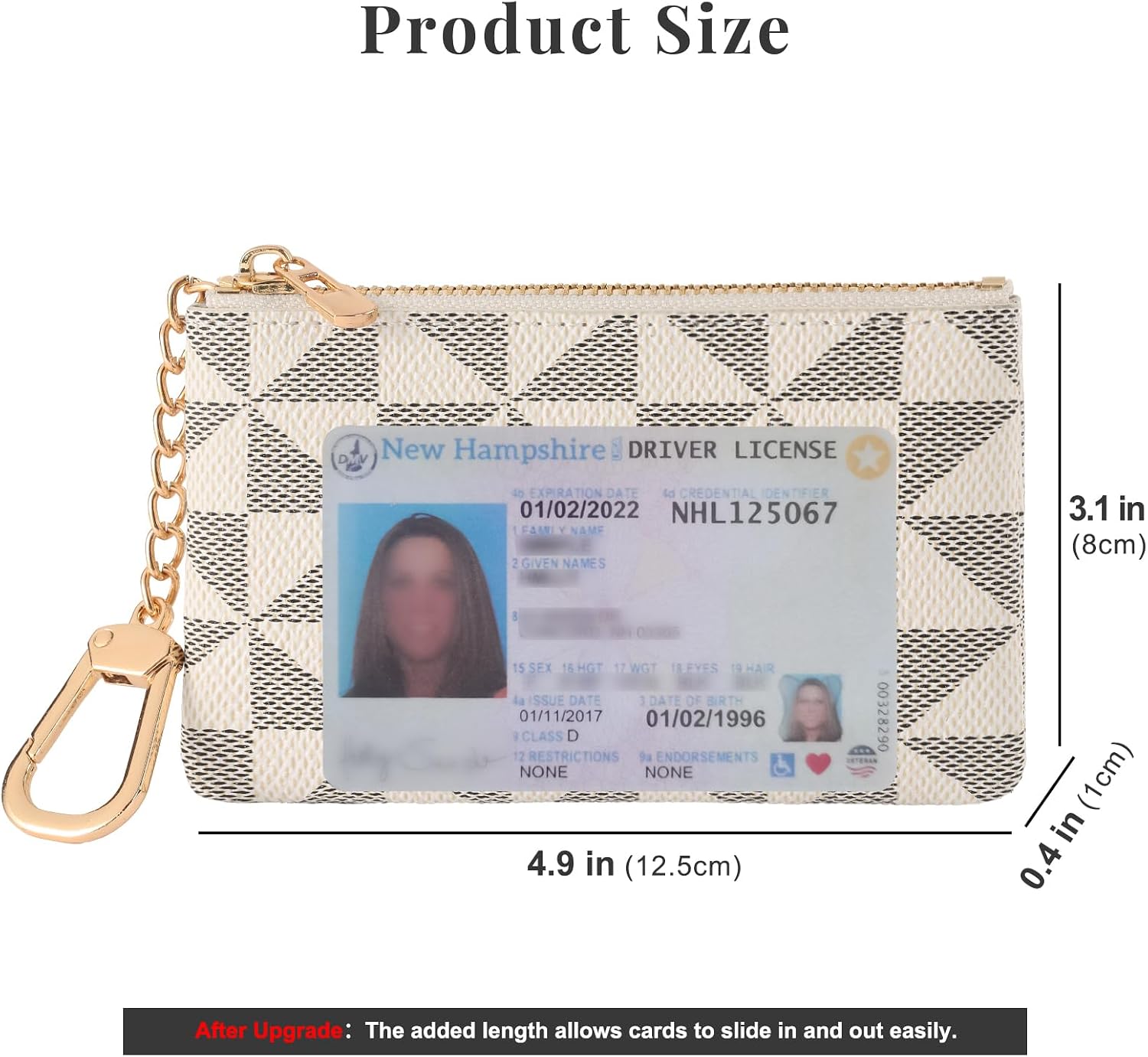 Leather Coin Purse for Women with KeyChain Small Zipper Change Purse coin Pouch Card Holder Wallet Clutch for Women & Men (White)