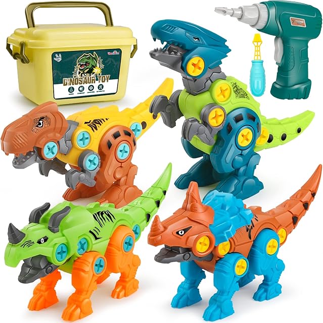 Dreamon Take Apart Dinosaur Toys for Kids with Storage Box Electric Drill, DIY Construction Build Set Educational STEM Gifts for Boys Girls