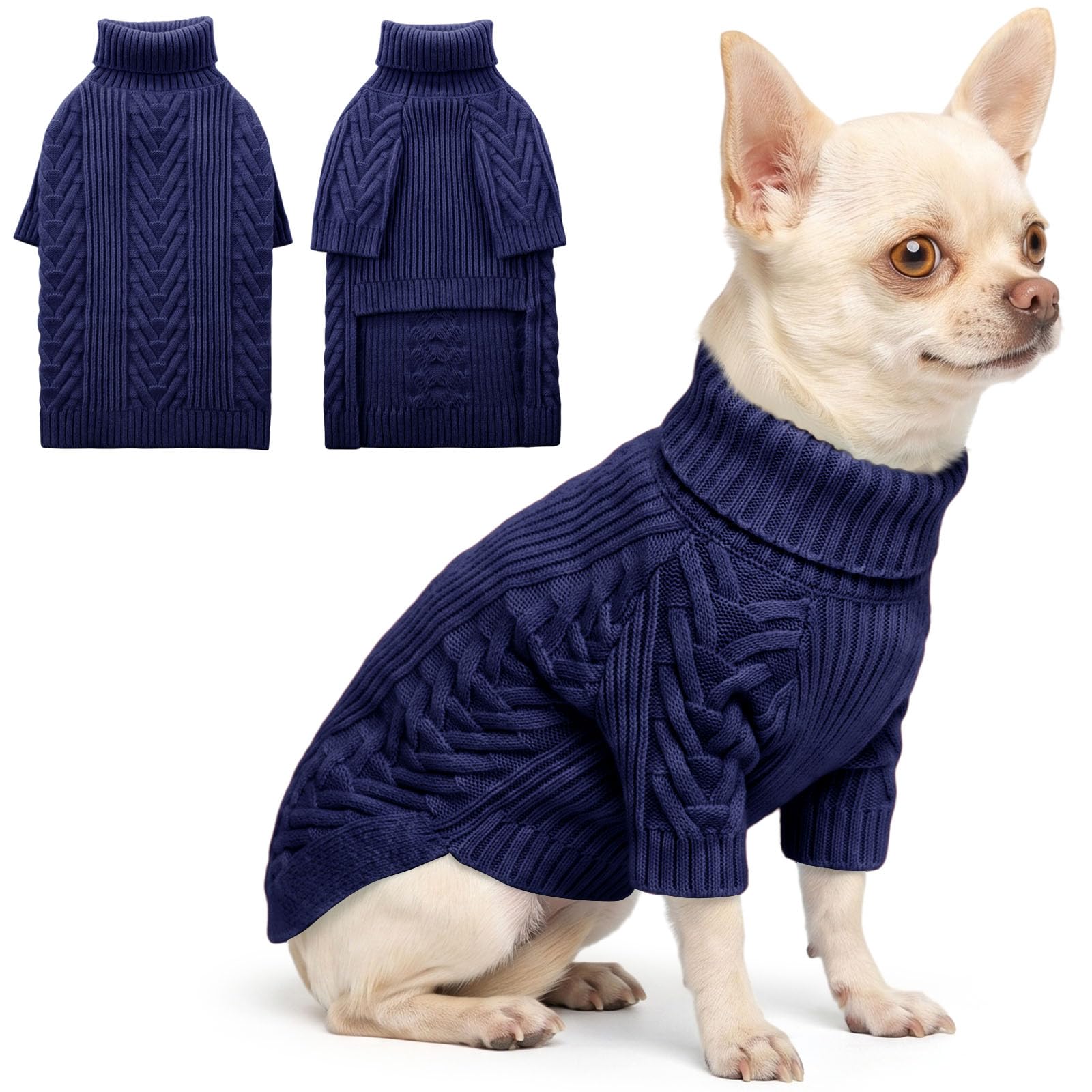 ASENKU Dog Sweater for Small Dogs, Turtleneck Dog Sweater for Chihuahua