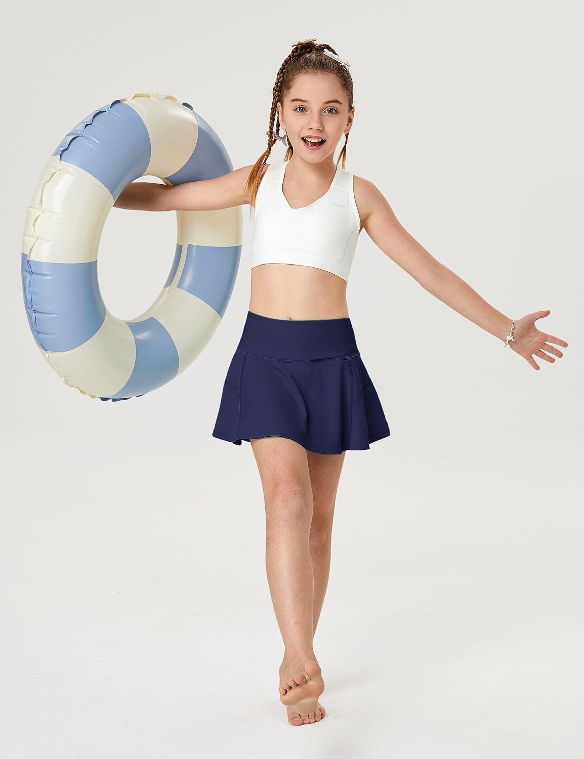 FitsT4 Sports Girls Swim Skirts with Pocket UPF 50+ Swimming Bottom Kids Bathing Skort for Surfing Beach Volleyball