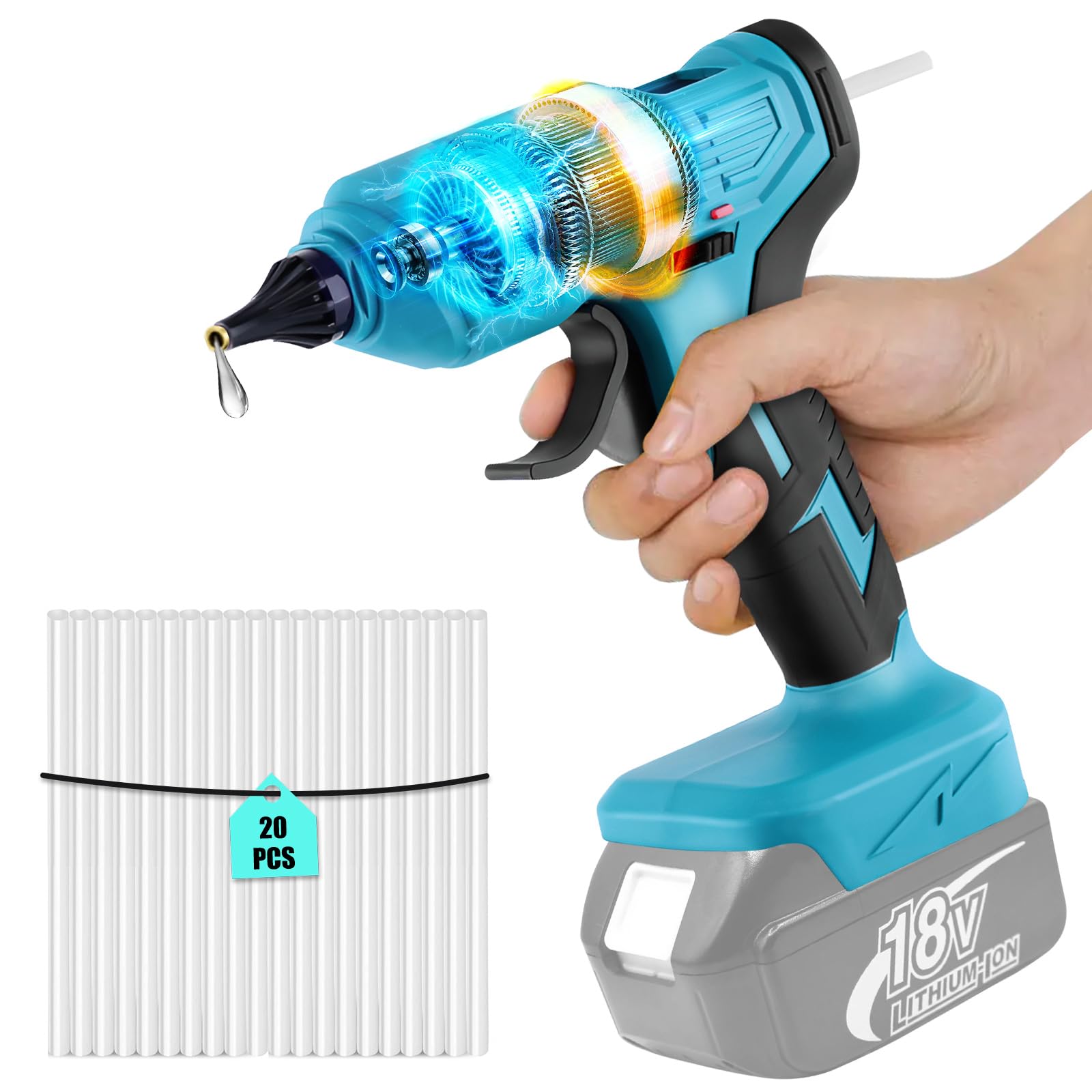 100W Hot Glue Gun For Milwaukee 18v Battery, Wireless