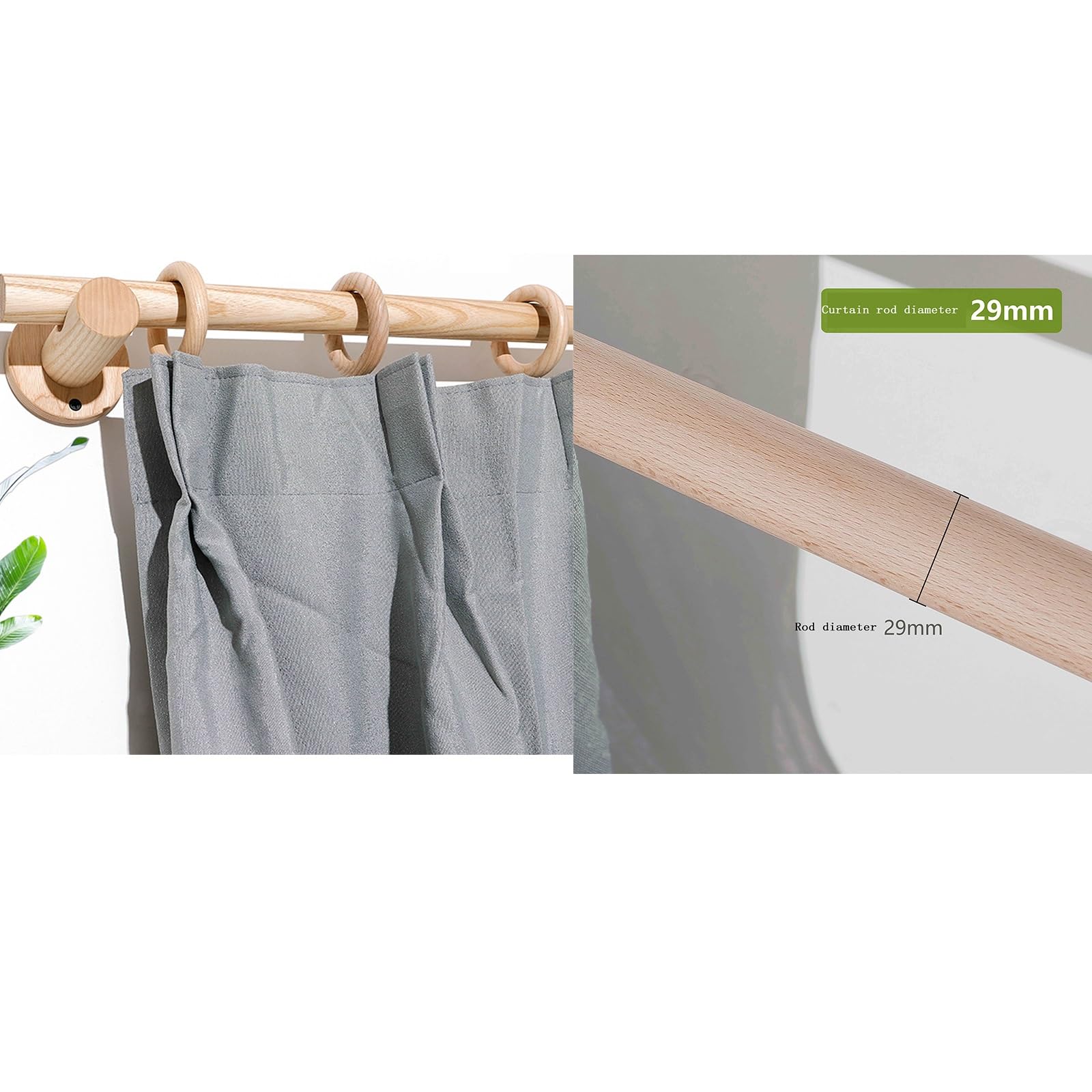 Heavy Du Asta in legno adiubile 90,3126 cm, ideale per camera da letto, cucina e patio, asta singola da 220 cm, decorazione per la casa