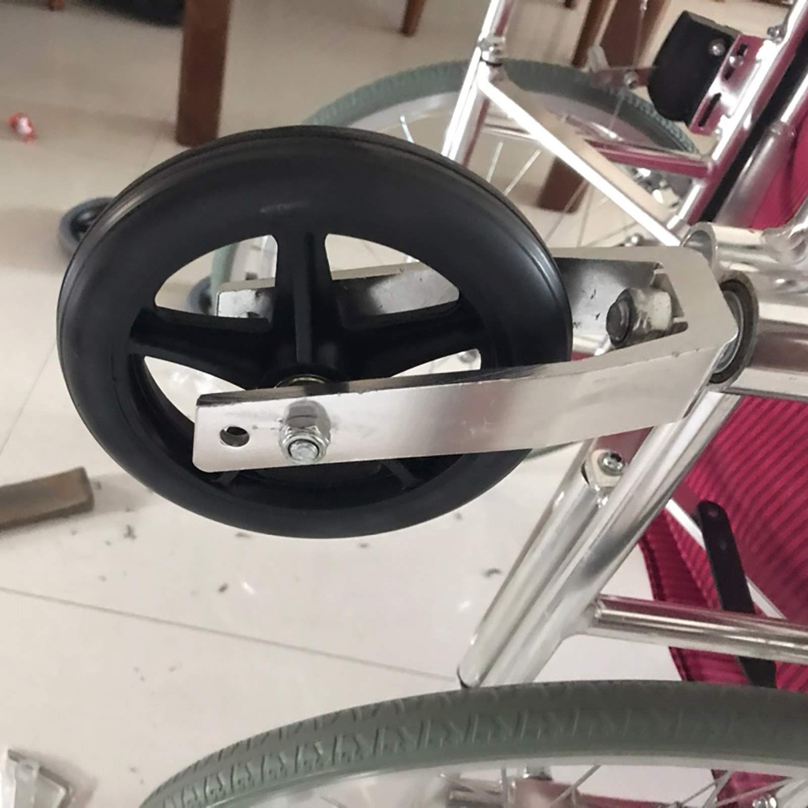 2pcs Ruote per Carrozzina Walker di Ricambio Antiscivolo Antiusura Ruota Anteriore Universale per Sedia A Rotelle di Montaggio Nero Pneumatico Solido