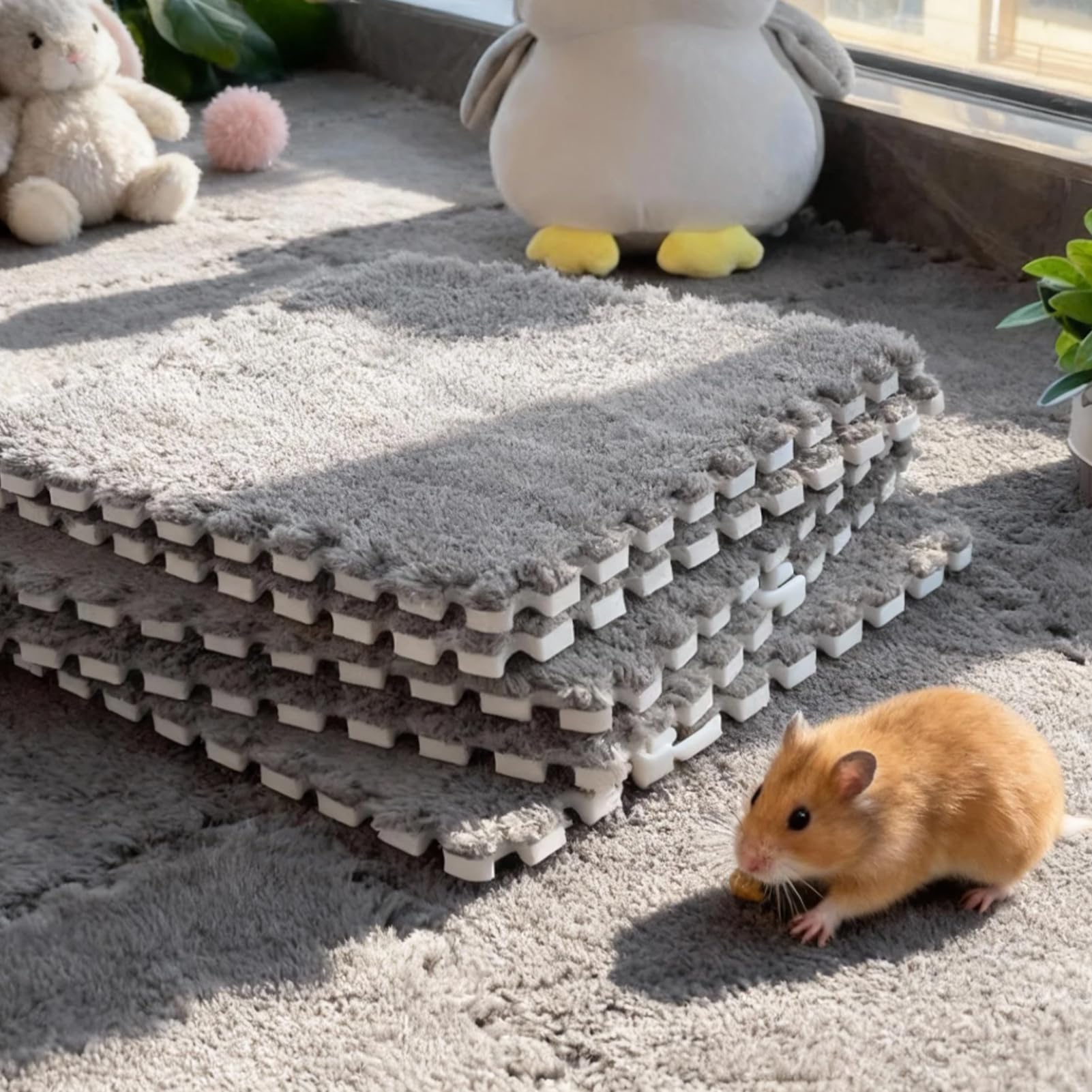 Ineinandergreifende Teppich, 10 Stück Shaggy-weiche Eva-Schaumstoff-Matten, 31x30cm Plüsch Ineinandergreifende Schaumstoff-Teppichfliesen, Flauschige Teppiche schützende Bodenfliesen (Grau)