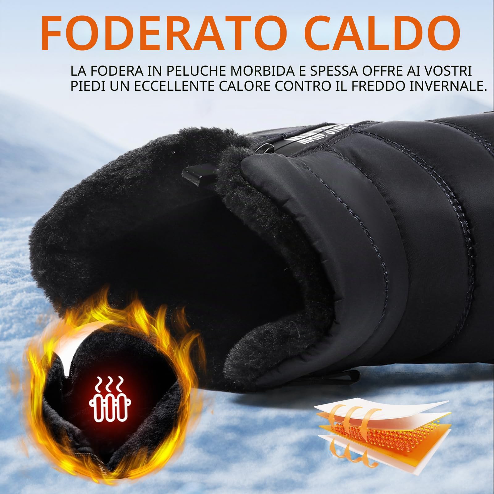 Bravover Stivali da Neve Uomo Invernali Cerniera Foderato in Pelliccia Caldi Impermeabili Antiscivolo Outdoor Boots Scarponcino Trekking Scarpe Comodo