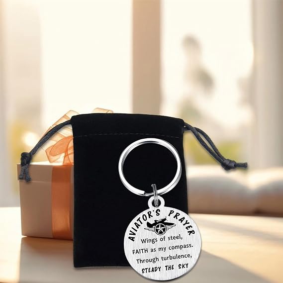 Pilot Gifts for Men Women - Aviators Prayer Keychain - Aviation or Air Force Graduation, Christmas, Deployment Gift for Pilots, Flight Instructors & Airmen