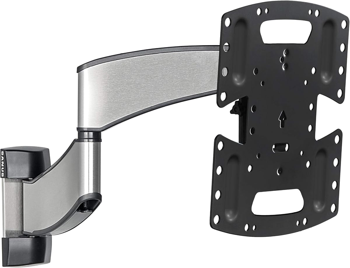 Sanus Premium Soporte de pared para TV de movimiento completo para televisores de 19" a 40" - Acabado en acero inoxidable con diseño FluidMotion para una extensión, giro e inclinación suaves - Soporte para TV de perfil bajo con fácil instalación en 3 pasos
